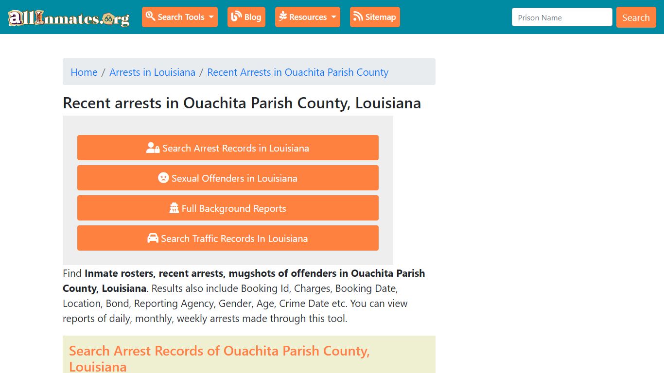 Recent arrests in Ouachita Parish County, Louisiana