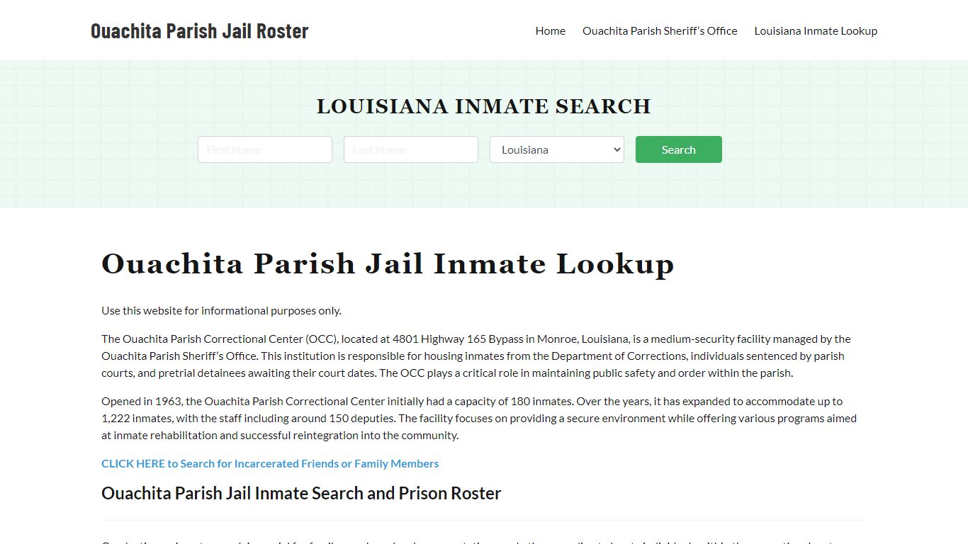 Ouachita Parish Jail Roster Lookup, LA, Inmate Search